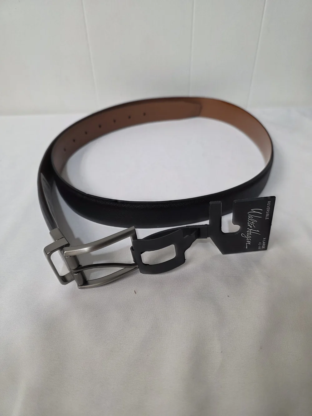 Walter Hagen Black Leather Reversible Belt with Brown Interior Size XL 42-44